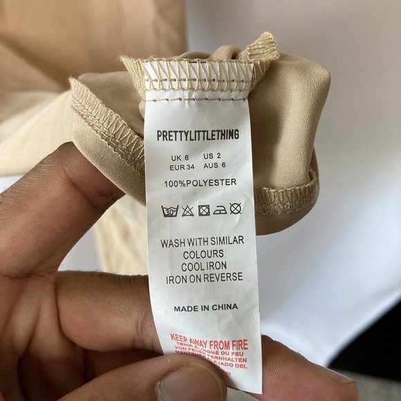 PrettyLittleThing Stone Strappy Cut Out Knotted Skirt Midaxi Dress Size 2 - Picture 11 of 15